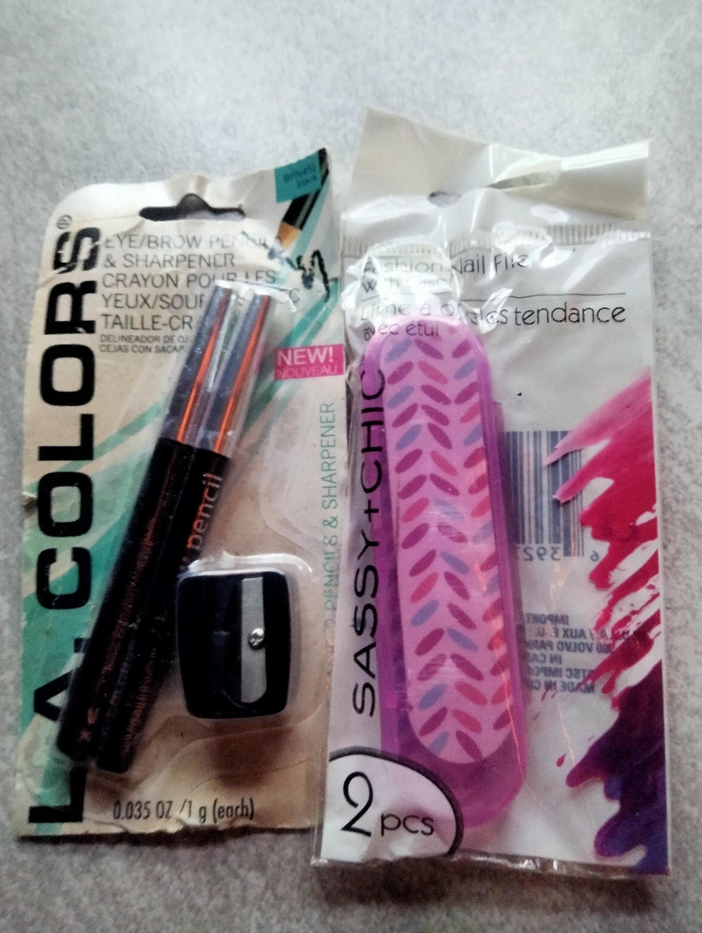 Custom Beauty Makeup Kit LA Colors Set Pencils Pink Nail Files & Sharpener Duo